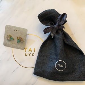 Tai Jewelry Studs. Pink, green & white jewels 🤍